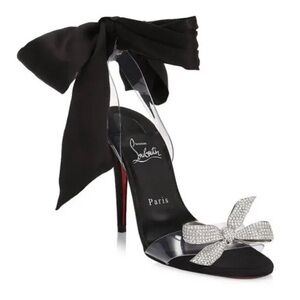 Christian Louboutin Black Heels with Rhinestone Bow